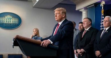 President Donald J. Trump, joined by Vice President Mike Pence and members of the White House Coronavirus Task Force, delivers remarks at a coronavirus (COVID-19) press briefing Friday, March 20, 2020, in the James S. Brady Press Briefing Room of the White House. (Official White House Photo by Shealah Craighead)