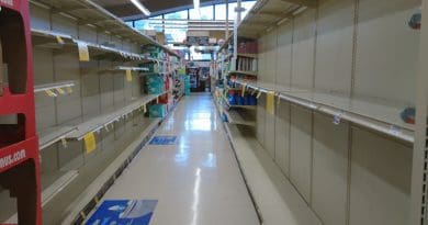 Empty shelves at a San Francisco grocery store after panic buying during Coronavirus pandemic. Photo Credit: Pkwzimm, Wikipedia Commons