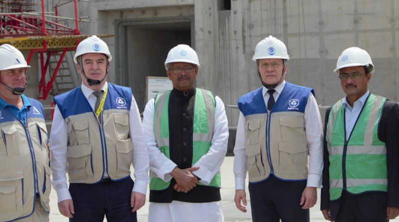 Rosatom Director General Alexey Likhachov (second from right) during a visit to the Rooppur construction site (Image: Rosatom)