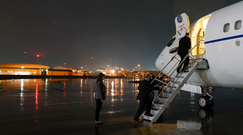 U.S. Secretary of State Michael R. Pompeo departs Kabul, Afghanistan on March 23, 2020. [State Department Photo by Ronny Przysucha / Public Domain]