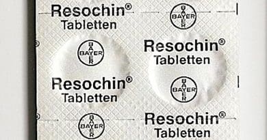 Chloroquine was discovered in 1934 by Hans Andersag and coworkers at the Bayer laboratories, who named it "Resochin". Photo Credit: Resochin tablet package, Bayer, Wikimedia Commons.