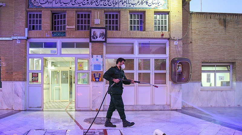 Disinfecting to prevent coronavirus in Iran. Photo Credit: Tasnim News Agency