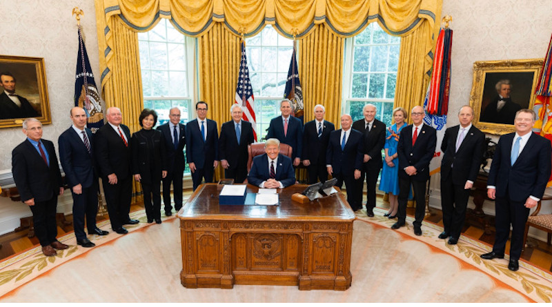 US President Donald Trump signs into law $2 trillion Coronavirus Relief Package. Photo Credit: The White House