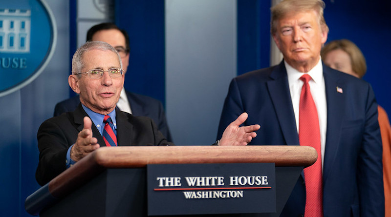 Dr. Anthony S. Fauci, director of the National Institute of Allergy and Infectious Diseases, and a member of the White House Coronavirus Task Force, responds to a reporter’s question at a coronavirus (COVID-19) update briefing Wednesday, March 25, 2020, in the James S. Brady Press Briefing Room of the White House. (Official White House Photo by Tia Dufour)