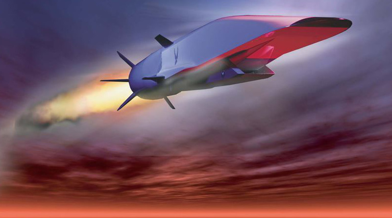 X-51A Waverider, powered by Pratt Whitney Rocketdyne SJY61 scramjet engine, prepares for hypersonic flight by riding its own shockwave, accelerating to nearly Mach 6 (U.S. Air Force graphic)