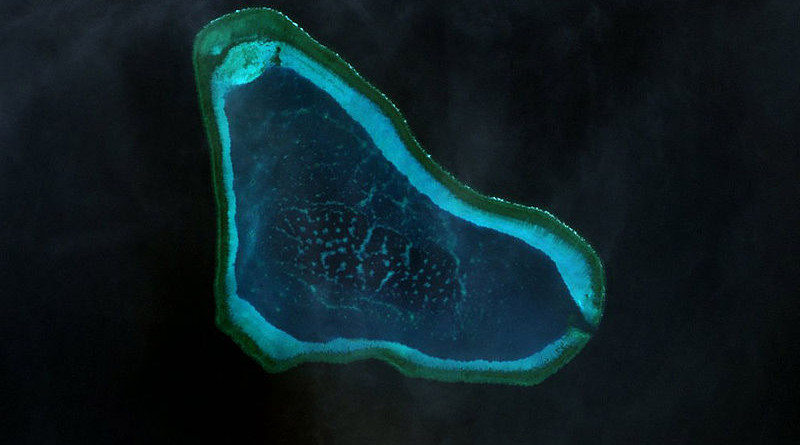 Scarborough Shoal prior to the Chinese-imposed destruction of the reefs. Photo Credit: NASA