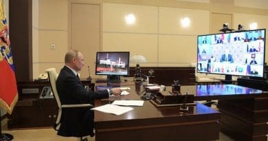 Russia's President Vladimir Putin holds virtual meeting with regional heads on combatting the spread of the coronavirus in Russia. Credit: en.kremlin.ru