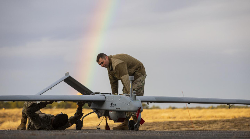 Army researchers look at new structural materials for unmanned vehicles systems, such as the RQ-7B Shadow shown here, because these materials are less susceptible to corrosion, lightweight and have higher electrical conductivity than traditional elastomers. CREDIT Master Sgt. Matt Hecht