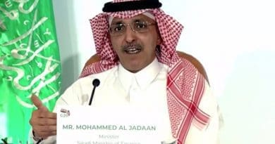 Saudi Arabia's finance minister Mohammed Al-Jadaan chairs G20 meeting. (Screengrab)