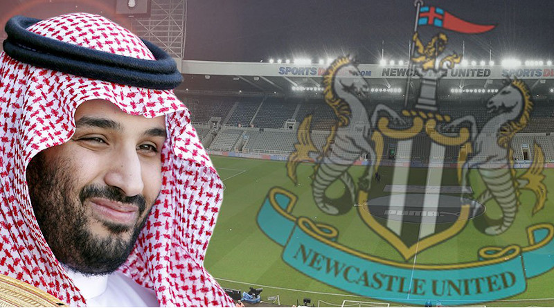 Montage of Saudi Arabia's Crown Prince Mohammed bin Salman and British soccer club Newcastle United.