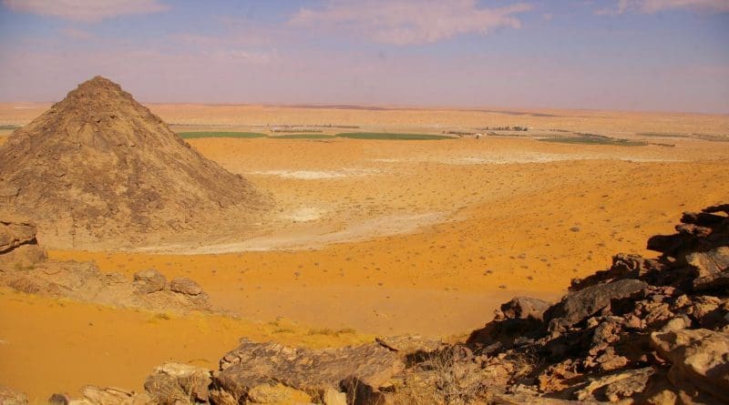 The Jubbah Oasis today with modern farming on the desert floor. In the past, this area would have been a wetland and lake region. CREDIT Palaeodeserts Project