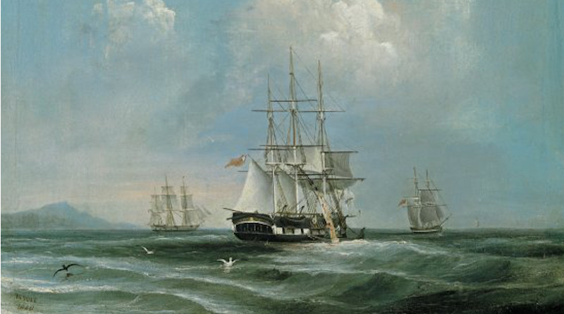 The Hobart whaling ship Pacific, by William Duke, 1848. Art Gallery of South Australia. Credit: Wikipedia Commons.