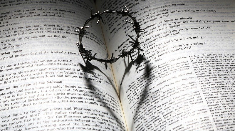 Cross Thorns Crown Heart Bible Shadow