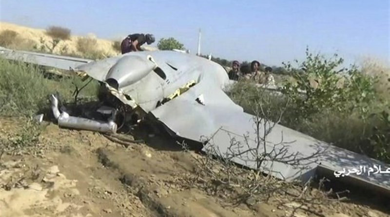 Yemeni troops shot down a Saudi drone as it was on a reconnaissance mission over the Razeh district in Sa’ada. Photo Credit: Tasnim News Agency