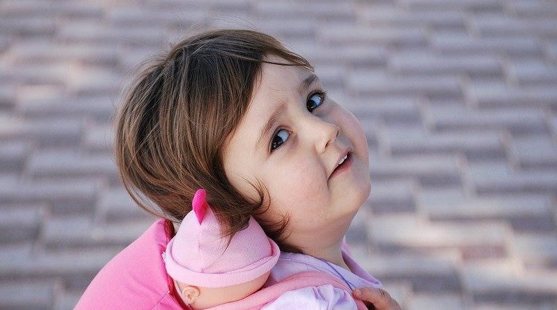 Child Cute Baby Girl Happy Parents Look Respect Spain