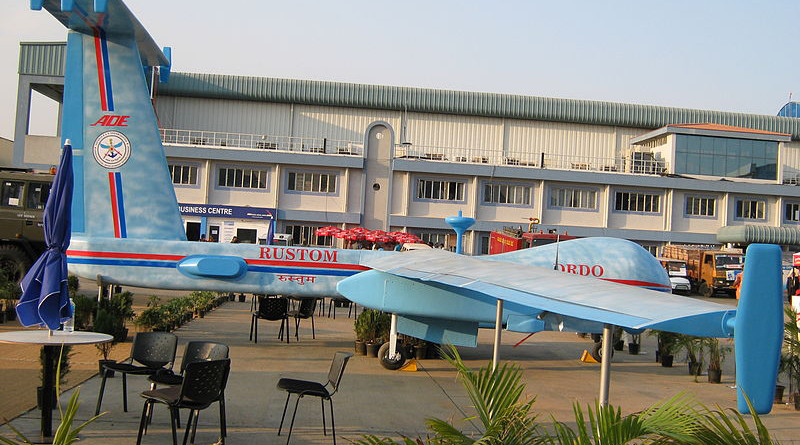 A model of India's DRDO Rustom-H HALE UAV (drone). Photo Credit: India Military