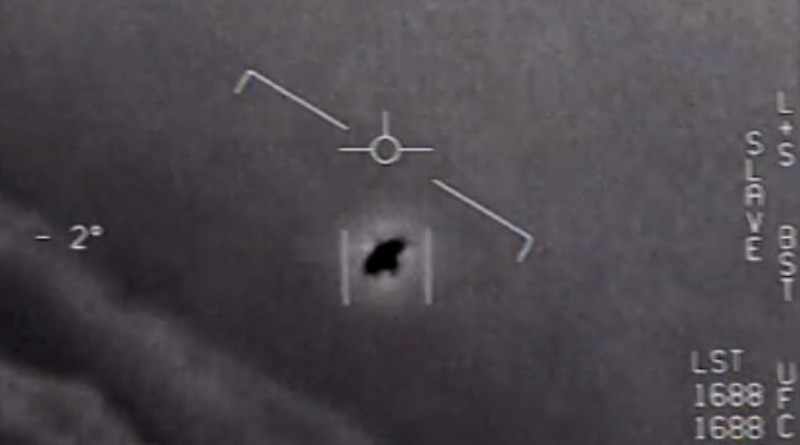 Screenshot of video of ‘unidentified aerial phenomena’ released by US Department of Defense.