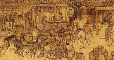 The Year 1000: A small portion of the Qingming Scroll from the Song Dynasty shows vibrant trade in a Chinese community.