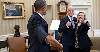 US President Barack Obama with Vice President Joe Biden and Hillary Clinton. Photo Credit: White House