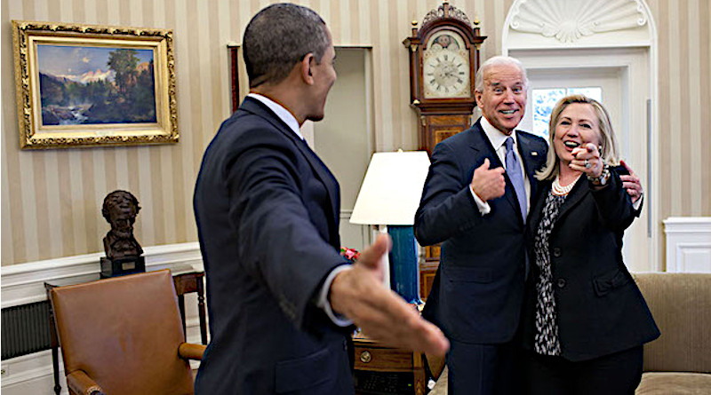 US President Barack Obama with Vice President Joe Biden and Hillary Clinton. Photo Credit: White House