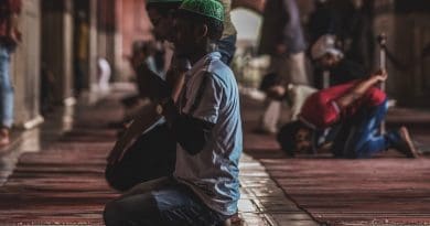 Muslims praying at Jama Masjid, Delhi, India. Photo by Mohd Danish Hussain at Unsplash.