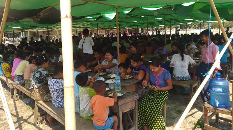 IDPs sheltering at Kyauktaw high school on April 10. Photo: U Oo Tun Win