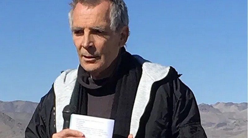 Steve Kelly, SJ Nevada Nuclear Test Site 3/14/18. Photo Credit: Felice Cohen-Joppa