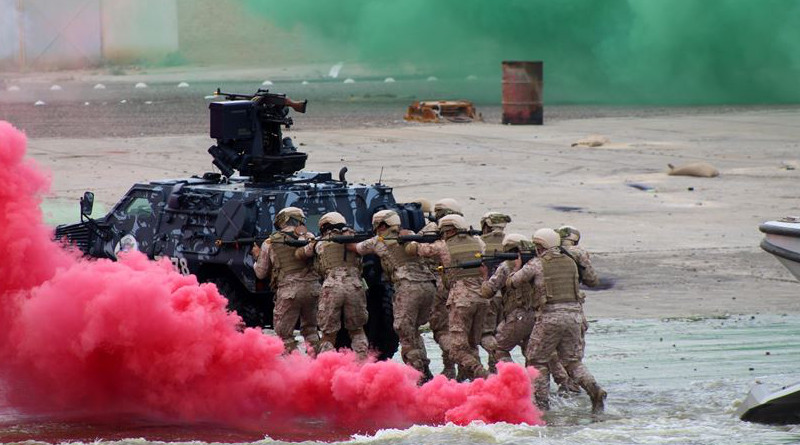 U.S. and Gulf Cooperation Council forces conduct final field-training event of exercise Eagle Resolve 2017, which focuses on regional challenges associated with asymmetric/unconventional warfare, in Kuwait’s Shuwaikh Port, April 6, 2017 (U.S. Army/Frank O’Brien)