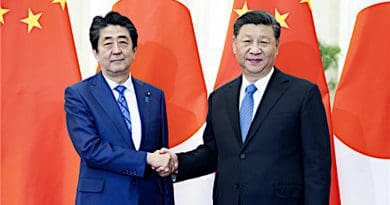 China's President Xi Jinping meets with Prime Minister Shinzo Abe of Japan. Photo Credit: Ministry of Foreign Affairs of the People's Republic of China