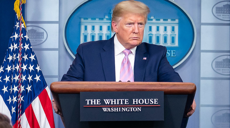 President Donald J. Trump listens as White House Coronavirus Task Force Response Coordinator Deborah Birx delivers remarks during a coronavirus update briefing Saturday, April 4, 2020, in the James S. Brady Press Briefing Room of the White House. (Official White House Photo by Tia Dufour)