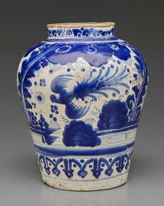 Jar from Mexico, 18th century: Blue-and-white ceramic arts spread, each culture adding its own style (Source: Yale University Art Gallery)