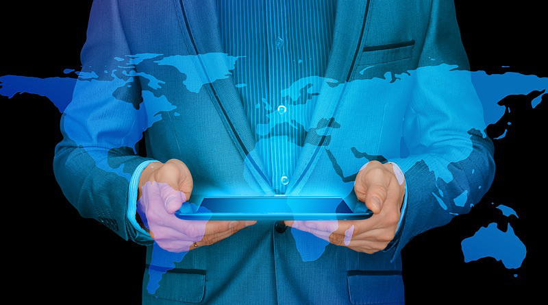 Media News Businessman Internet Continents Tablet World