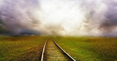 storm weather clouds Railroad Tracks Tracks Railway Train Landscape