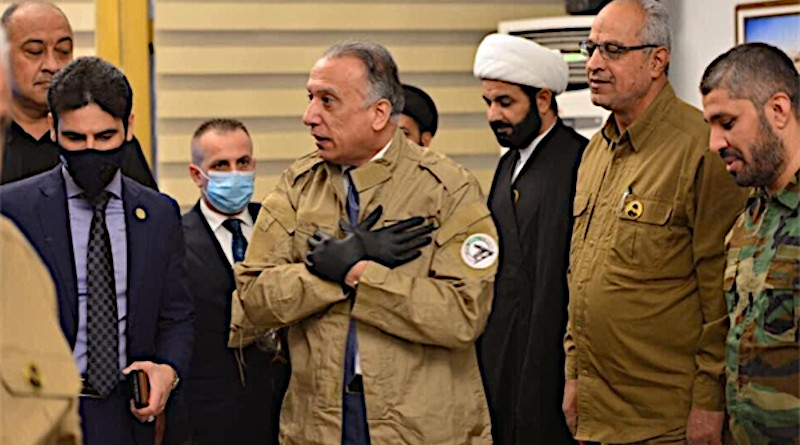 Iraq's newly-elected Prime Minister Mustafa al-Kadhimi visits Hashad al-Sha'abi command center and poses with a Hashad uniform. Photo Credit: Fars News Agency