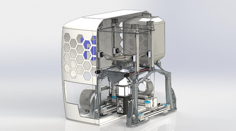 The 3D printer developed at TU Graz melts metal powder using high-performance LED light sources and then processes it into components in additive manufacturing. CREDIT © TU Graz
