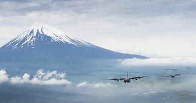 Airplane Air Force Military Mountain Fuji Japan Volcano Landmark Snow Sky