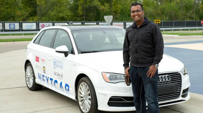 UD doctoral student A M Ishtiaque Mahbub is the first author of two new technical papers published by SAE -- formerly known as the Society of Automotive Engineers -- describing how UD engineers optimized vehicle dynamics and powertrain operation using connectivity and automation as well as how they developed and tested a control framework that reduced travel time and energy use in a connected and automated vehicle. CREDIT: Photo courtesy of Ishti Mahbub