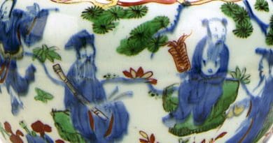 Detail of Wucai jar with the Eight Immortals, Ming, Wanli reign, 1573–1620. Credit: Los Angeles County Museum of Art, Wikipedia Commons