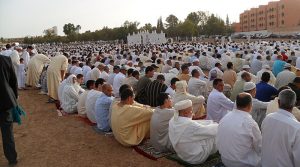 Eid al-Fitr mass prayer in Morocco. Photo Credit: Hamzaelbaciri, Wikipedia Commons