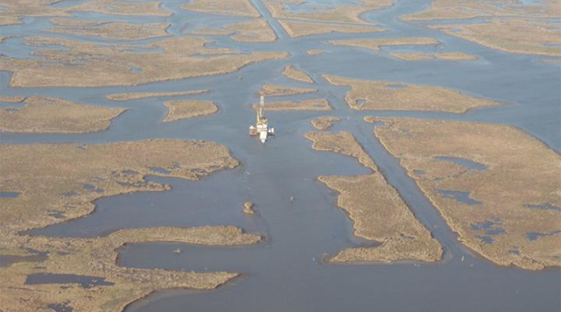 Salt marshes about 30 miles (50 km) southeast of New Orleans are vulnerable to drowning. CREDIT: Photo by Torbjörn Törnqvist