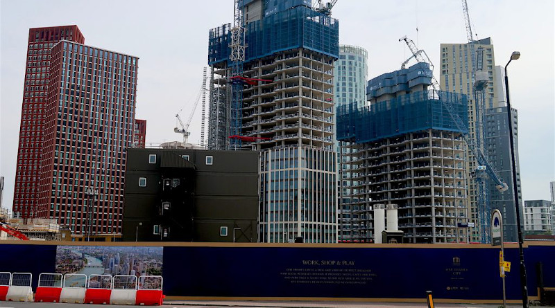 Part of the massive development site at Nine Elms in Vauxhall, photographed on April 16, 2020 (Photo: Andy Worthington).