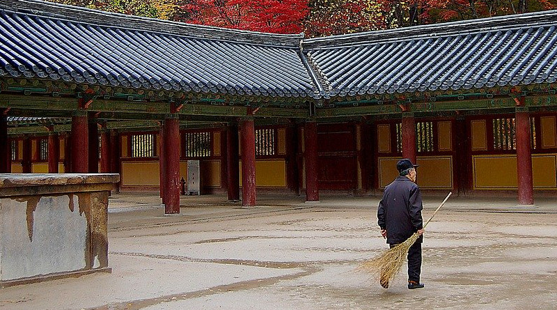 Elderly South Korea Temple Religion Faith Man Worker Fall
