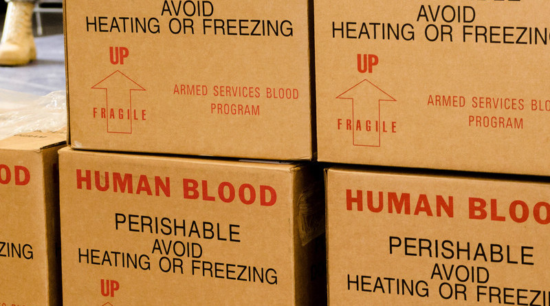 Boxes of donated blood await processing at the Armed Services Blood Program Blood Drive at Fort Knox, Ky. Photo Credit: Army Sgt. William Battle