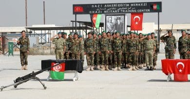 A group of Afghan non-commissioned officers who graduated from a training course led by Turkish Army officers. Photo Credit: NATO Training Mission-Afghanistan SSgt Laura R. McFarlane/Goodfellow Air Force Base, Texas/Camp Eggers, Kabul, Afghanistan