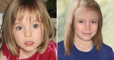 Image of Madeleine McCann at age three, next to an age-progressed depiction of how she may have looked at age nine. Photo Credit: Disappearance of Madeleine McCann, Wikipedia Commons