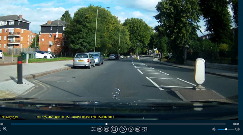 A view of a road from a dashcam replayer Credit: WMG, University of Warwick
