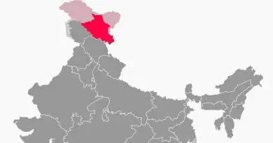 Ladakh in India (lighter shade indicated claimed but not controlled territories) and disputed with China. Credit: RaviC, Wikipedia Commons