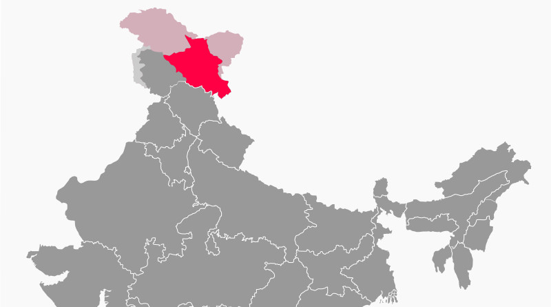 Ladakh in India (lighter shade indicated claimed but not controlled territories) and disputed with China. Credit: RaviC, Wikipedia Commons