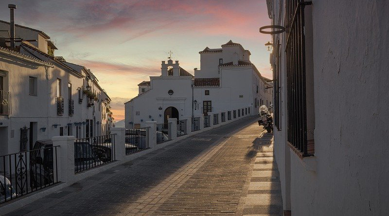 Mijas Andalusia Spain Sunset Sky Blue Peaceful
