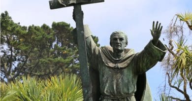 Statue of St. Junipero Serra by Douglas Tilden in Golden Gate Park, San Francisco. Photo Credit: Burkhard Mücke, Wikipedia Commons.